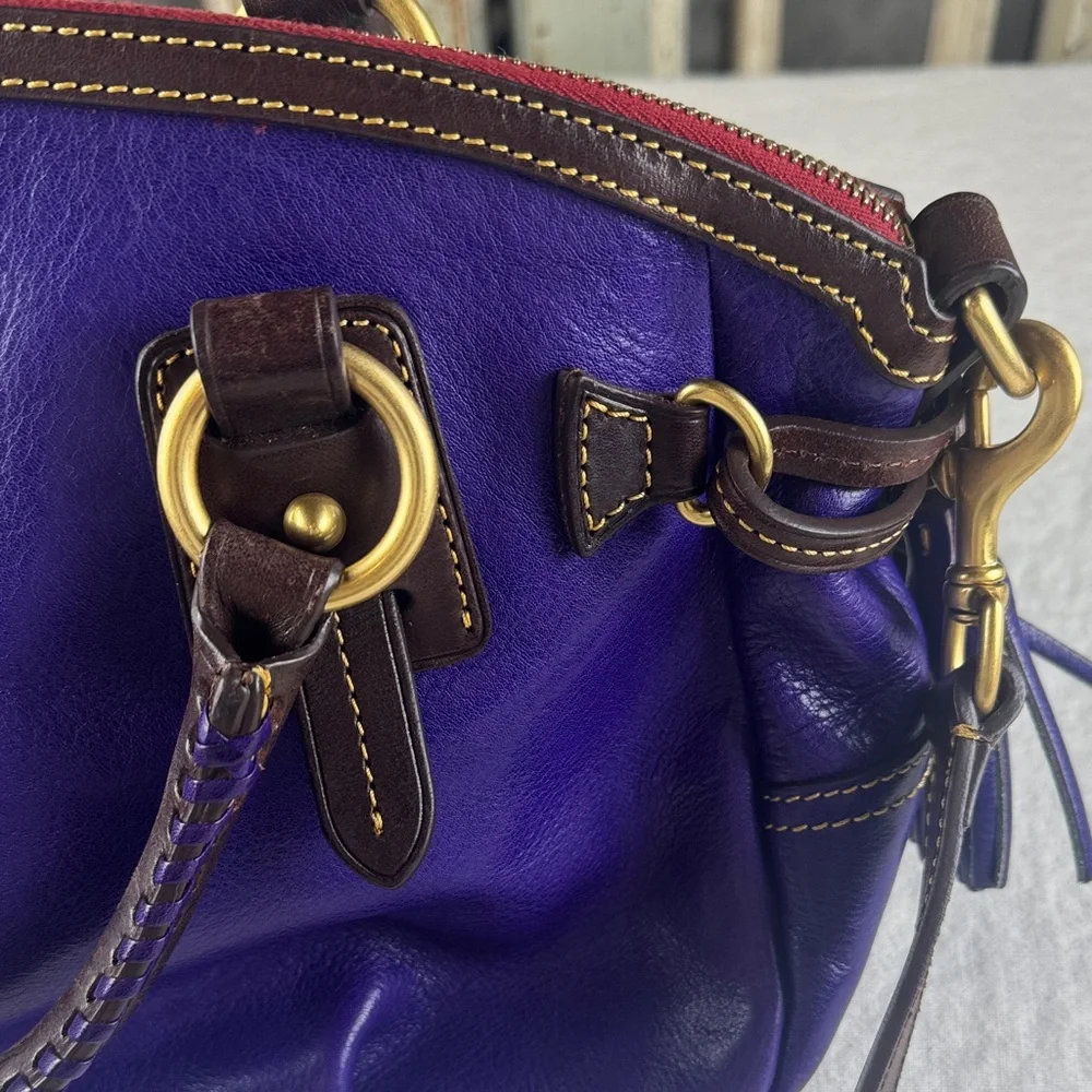 Dooney & Bourke Stanwich Satchel Purple Toledo Leather. RARE. - Picture 3 of 16